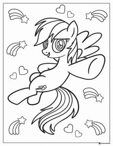 My Little Pony Rainbow Dash flying with stars coloring