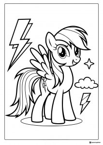 My Little Pony Rainbow Dash with lightning bolts coloring page