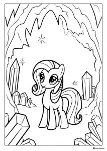 My Little Pony Rarity in a crystal cave coloring page