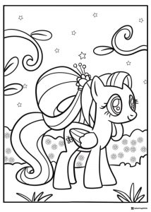 My Little Pony Rarity in garden coloring sheet