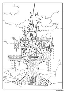 My Little Pony Tree of Harmony with clouds coloring page