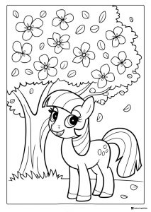 My Little Pony Twilight Sparkle under a cherry blossom tree coloring
