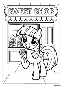My Little Pony at sweet shop with lollipop coloring