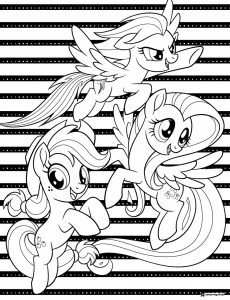 My Little Pony friends running coloring sheet