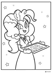 My Little Pony human holding a tray of cookies coloring