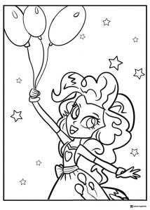 My Little Pony human with balloons and stars coloring