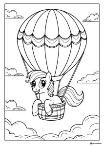 My Little Pony in hot air balloon coloring page