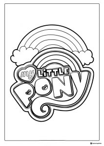 My Little Pony logo with rainbow and clouds coloring
