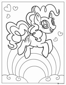 My Little Pony on a rainbow with hearts coloring