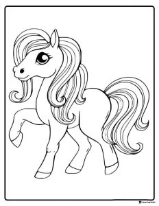 My Little Pony style pony standing with flowing mane coloring
