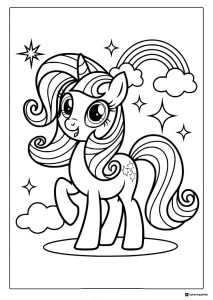 My Little Pony unicorn with rainbow and stars coloring