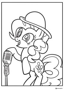 My Little Pony with a microphone and hat coloring