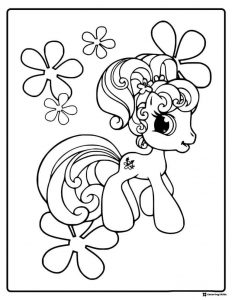 My Little Pony with flowers coloring page