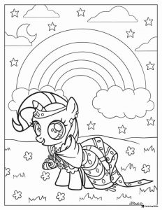 My Little Pony with rainbow and stars coloring page