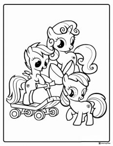 My Little Pony with scooter coloring sheet