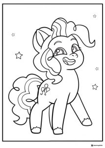 My Little Pony with stars and happy expression coloring page