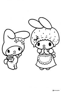 My Melody Characters Simple Coloring Page 1