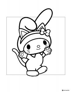 My Melody in kitty costume coloring sheet