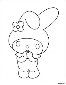 My Melody shy pose coloring page