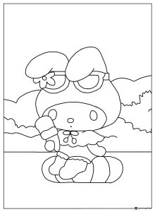 My Melody wearing sunglasses coloring sheet