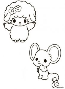 My Melodys friends coloring page of a lamb and mouse