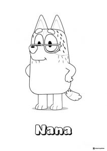 Nana Coloring Page with Glasses and Hands on Her Hips