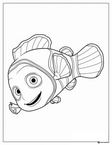 Nemo Coloring Page smiling and swimming
