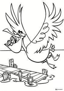 Nigel the Pelican Flying Coloring Sheet