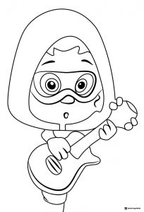 Nonny playing guitar coloring page