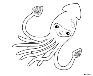 Octonauts happy squid creature coloring sheet
