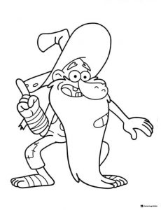 Old Man McGucket Coloring Page Pointing Up