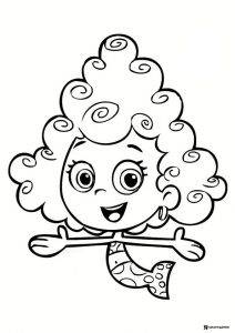 Oona Bubble Guppy with arms wide coloring page