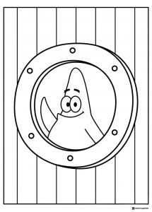 Patrick Star Coloring Page looking through porthole