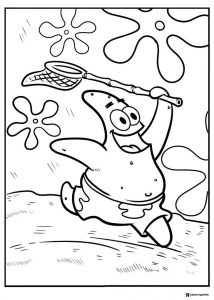 Patrick Star Coloring Page with a net