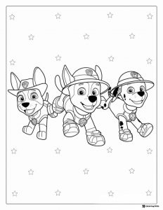 Paw Patrol Fire Pups Running with Star Background
