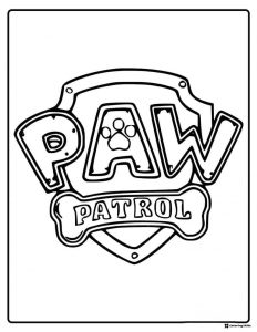 Paw Patrol Logo Coloring Page with Badge and Bone Design