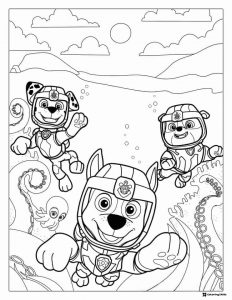 Paw Patrol Pups Underwater Adventure Coloring Page