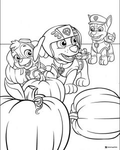 Paw Patrol Pups with Pumpkins Coloring Sheet