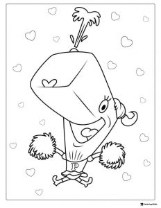 Pearl cheerleading Coloring Page with hearts