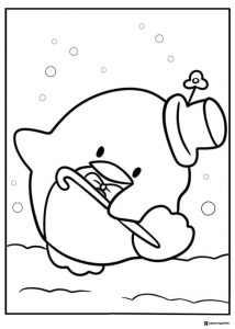 Pekkle Duck eating soup coloring page