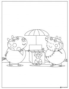 Peppa Pig Coloring Page Grandpa Dogs ice cream stall