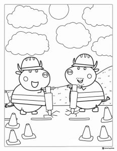 Peppa Pig Coloring Page Mr. Bull working on road