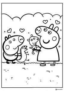 Peppa Pig Coloring Page Mummy Pig George and toy