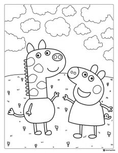 Peppa Pig Coloring Page Peppa Pig and the giraffe