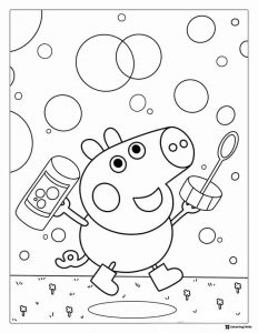 Peppa Pig Coloring Page Peppa Pig blowing bubbles