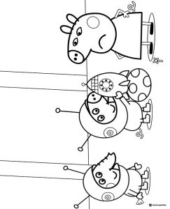 Peppa Pig Coloring Page Peppa Pig meeting aliens