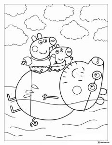 Peppa Pig Coloring Page Peppa and George on Daddy Pig