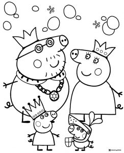 Peppa Pig Coloring Page Peppa family dressed as royal characters