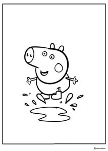 Peppa Pig Coloring Page Peppa jumping in a puddle