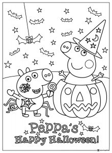 Peppa Pig Coloring Page Peppas Happy Halloween scene